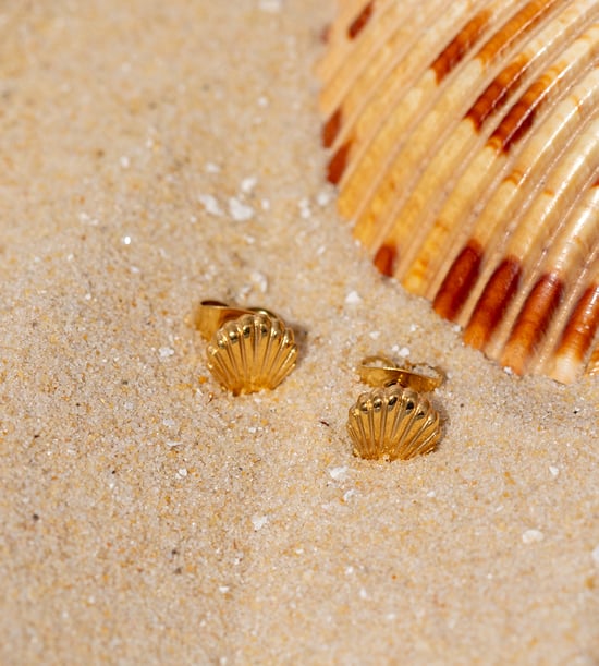 Gold Plated PVD Waterproof Stainless Steel Shell Studs - Image 4