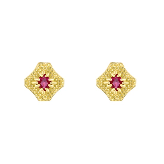 Gold Plated Elegant Ruby CZ Studs - Image 2