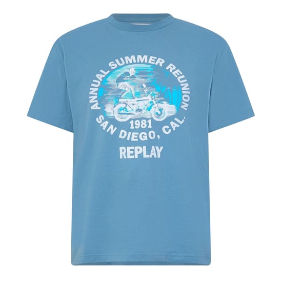 Replay Mens Motorbike Cotton Regular T-Shirt (Blue) - Image 2