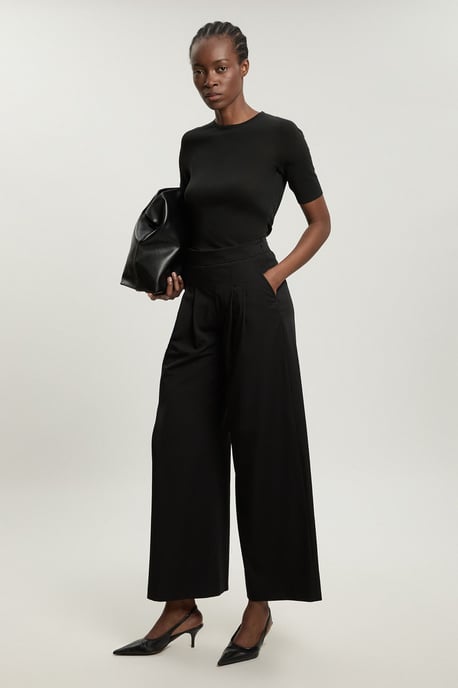 Tailored Wide Leg Pleat Detail Trouser - Image 1