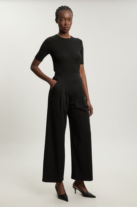Tailored Wide Leg Pleat Detail Trouser - Image 4