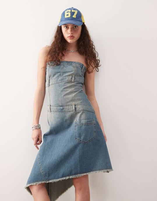 COLLUSION iconic denim dress in vintage wash - Image 2