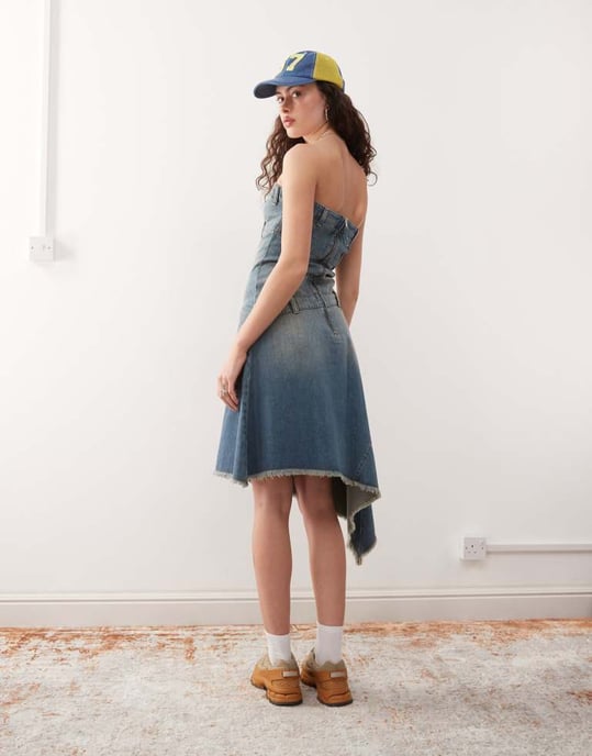 COLLUSION iconic denim dress in vintage wash - Image 3