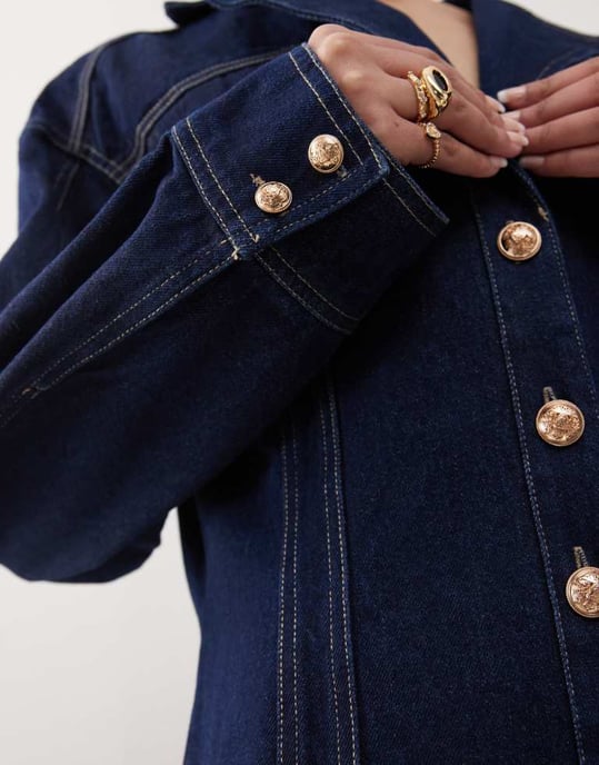 Labelrail x Jennifer McKing structured denim shirt dress in indigo blue - Image 3