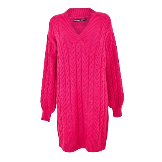 Threadbare Dames/Dames Krijt Kabel Gebreide Trui Dress (Roze) - Image 2