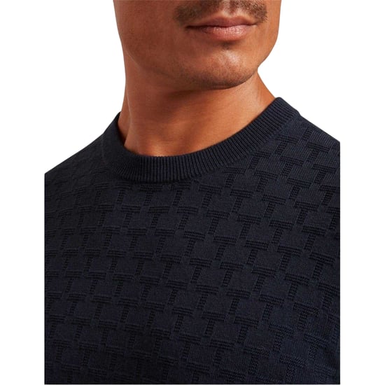 Ted Baker Mens Stitch Knitted Crew Neck Jumper (Navy) - Image 4