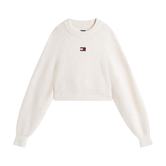 Tommy Jeans Dames Badge Raglan Lange Mouwen Sweater Top (Antiek Wit) - Image 1