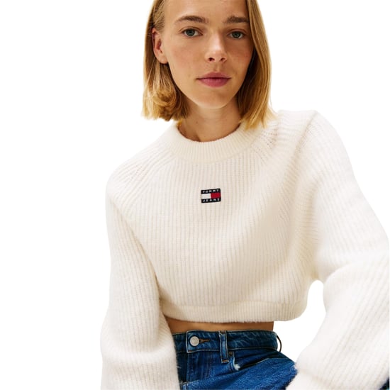 Tommy Jeans Dames Badge Raglan Lange Mouwen Sweater Top (Antiek Wit) - Image 3