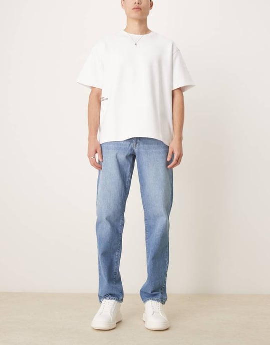 ASOS DESIGN straight leg jeans light wash blue - Image 1