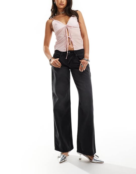 Motel low rise parallel jeans in washed black grey - Image 1
