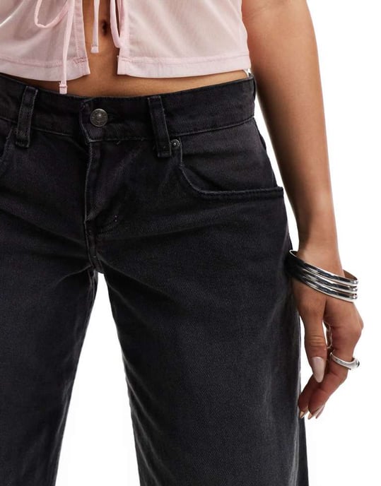 Motel low rise parallel jeans in washed black grey - Image 3