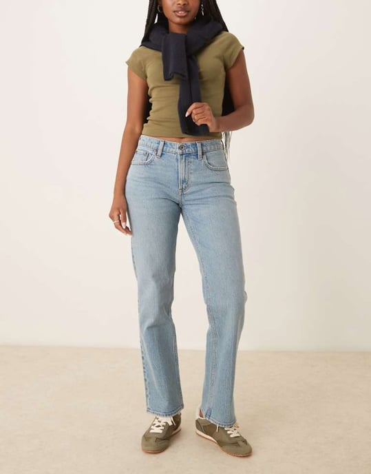 Abercrombie & Fitch curve love ultra high rise ankle straight jeans in dark wash - Image 1