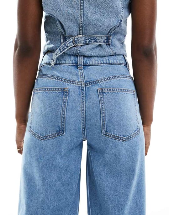 ASOS DESIGN high waist wide leg jeans in clean blue - Image 4