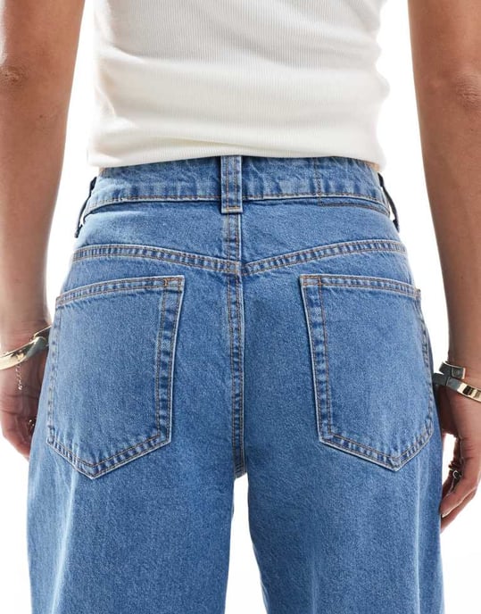 ASOS DESIGN Petite wide leg dad jeans in clean blue - Image 4
