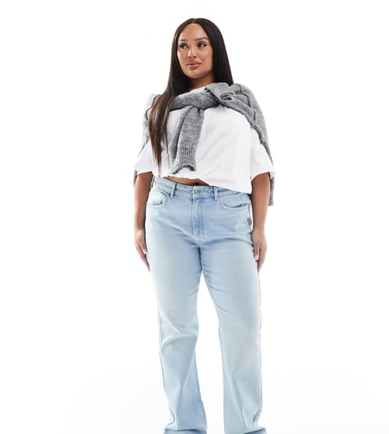 ONLY Curve wide leg jeans in light blue - Image 1