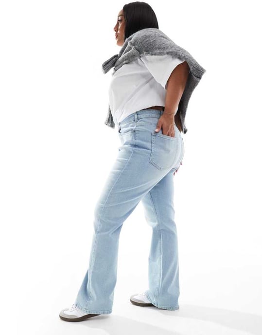 ONLY Curve wide leg jeans in light blue - Image 3