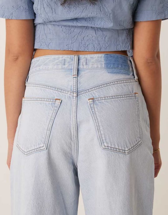 Abercrombie & Fitch curve love high rise crop wide leg jeans in bleach - Image 4