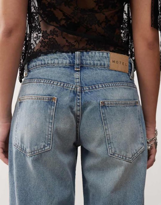 Motel roomy extra wide low rise jeans in powder blue - Image 4