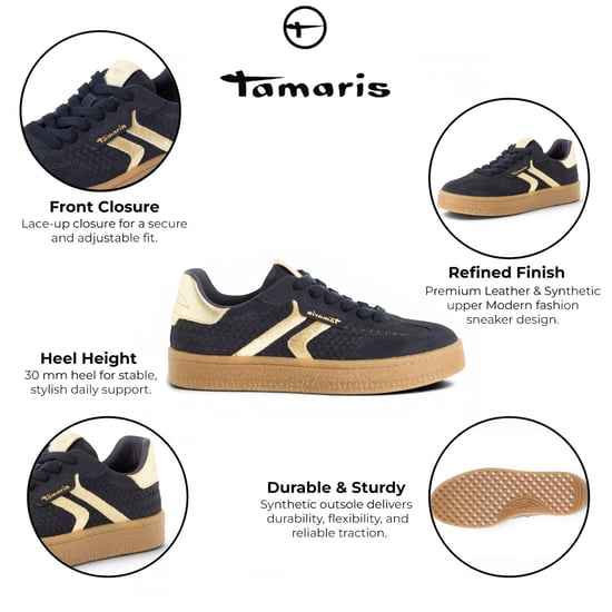 Tamaris damer Marinblå Lädersneakers Sneakerskor - 23723-44 - Image 2