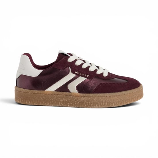 Tamaris dames bordeauxrode leren sneakerschoenen - 23723-44 - Image 1