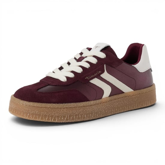 Tamaris dames bordeauxrode leren sneakerschoenen - 23723-44 - Image 4