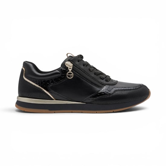 Tamaris damer svarta konstlädermodesneakers med snörning - 23613-46 - Image 1