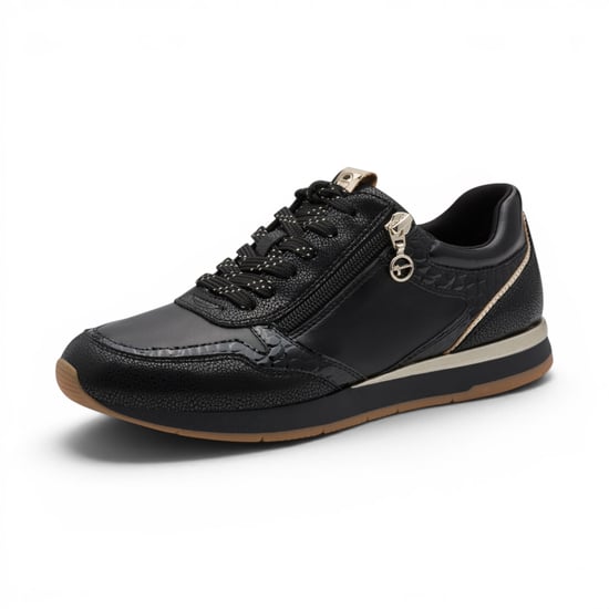 Tamaris damer svarta konstlädermodesneakers med snörning - 23613-46 - Image 3