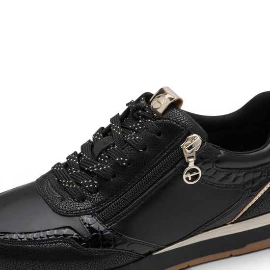 Tamaris damer svarta konstlädermodesneakers med snörning - 23613-46 - Image 5