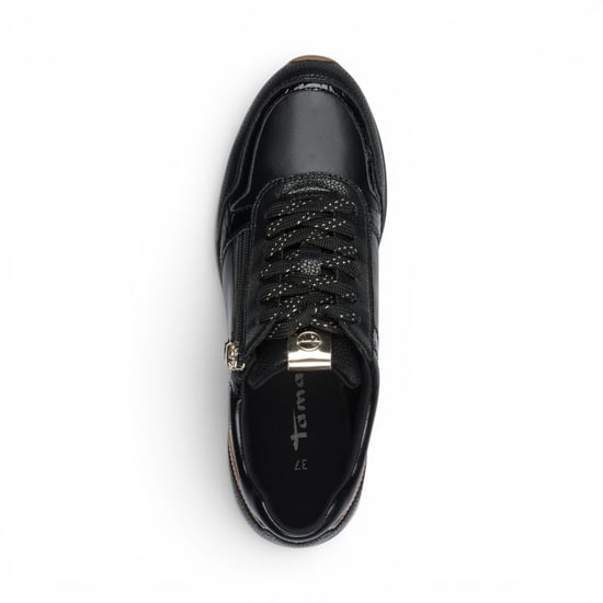 Tamaris damer svarta konstlädermodesneakers med snörning - 23613-46 - Image 6