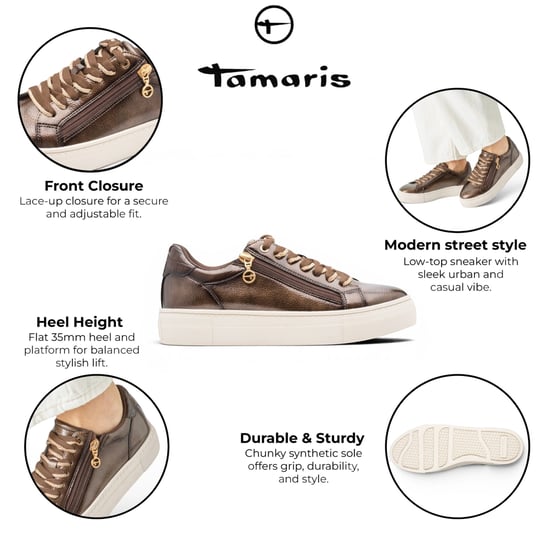 Tamaris dames bruine nepleren Fashion Strike-sneakers - Image 2