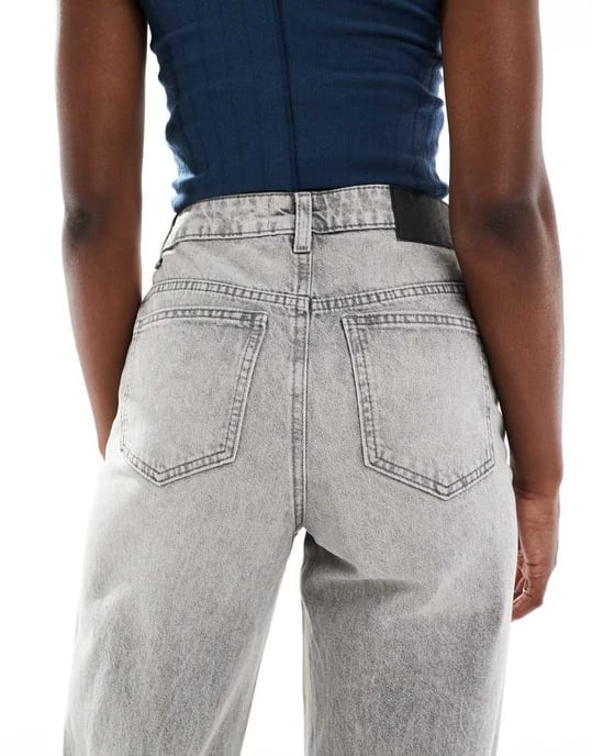 ASOS DESIGN high rise relaxed mom jeans in grey - Image 4