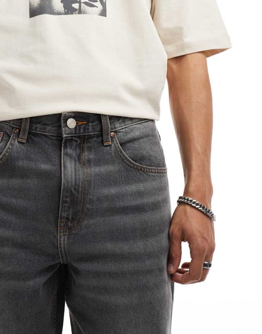 ASOS DESIGN wide hem baggy jeans in grey wash - Image 2