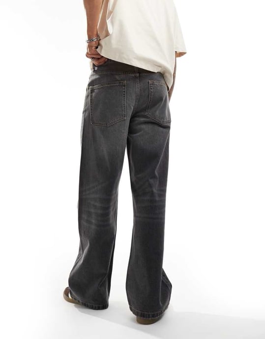 ASOS DESIGN wide hem baggy jeans in grey wash - Image 4