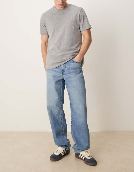 ASOS DESIGN baggy jeans in mid wash blue - Image 1