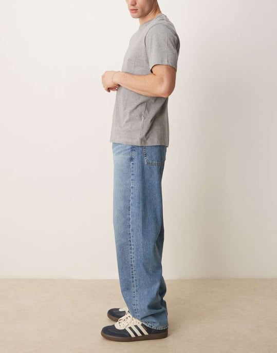 ASOS DESIGN baggy jeans in mid wash blue - Image 2