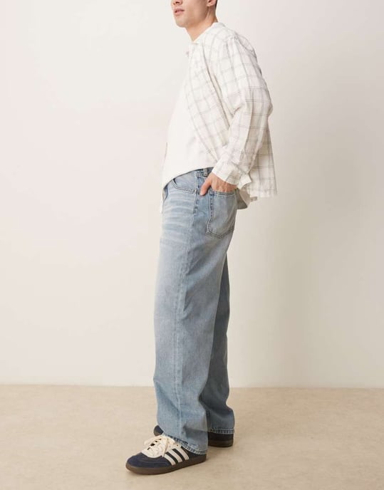 ASOS DESIGN baggy jeans in light wash blue - Image 3