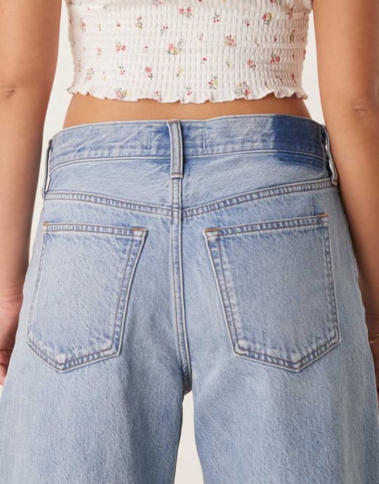 Abercrombie & Fitch curve love low rise ultra loose jeans in light wash - Image 4