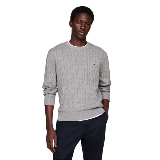 Tommy Hilfiger Heren Kabeltrui Katoen Ronde Hals (Medium Grijs) - Image 1