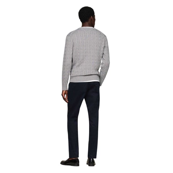 Tommy Hilfiger Heren Kabeltrui Katoen Ronde Hals (Medium Grijs) - Image 3