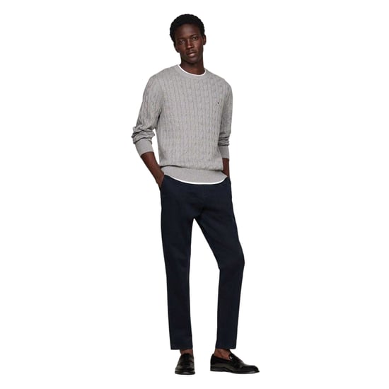 Tommy Hilfiger Heren Kabeltrui Katoen Ronde Hals (Medium Grijs) - Image 4