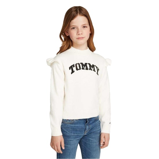 Tommy Hilfiger Gebreide trui met logo voor meisjes (Ivoor) - Image 4