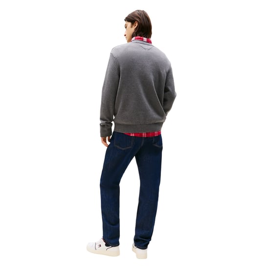 Tommy Jeans Heren Vlag Logo Ronde Hals Trui (Zwart Heather) - Image 2
