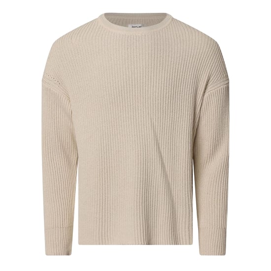 Replay Mens Ribbed Crew Neck Jumper (Grädde) - Image 1