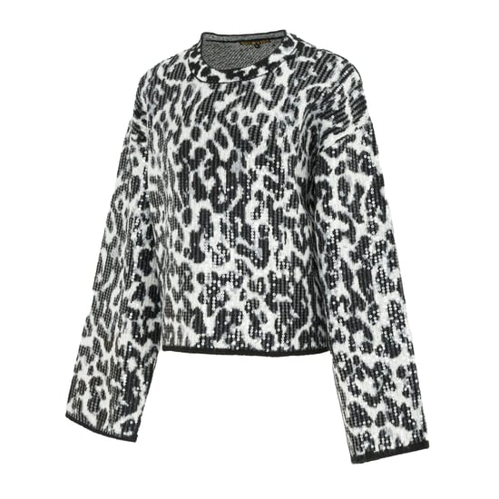 Biba Dames Leopardprint Trui (Zwart/Grijs) - Image 2