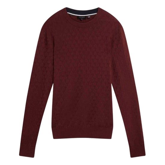 Ted Baker Heren Gestikte Gebreide Ronde Hals Trui (Bordeaux) - Image 1