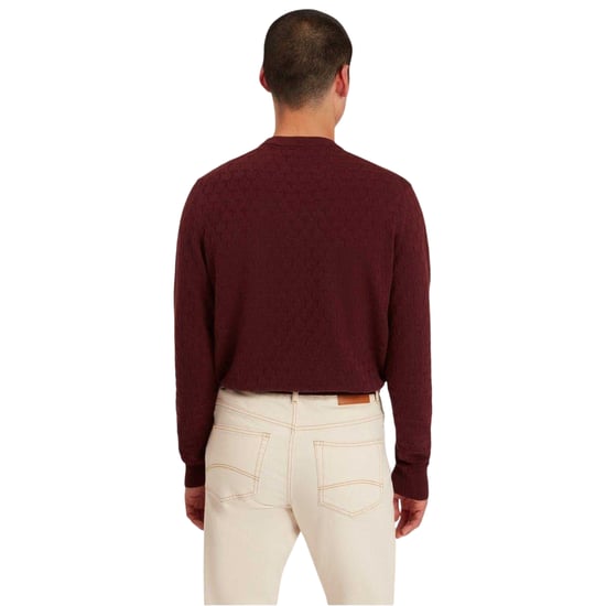 Ted Baker Heren Gestikte Gebreide Ronde Hals Trui (Bordeaux) - Image 2