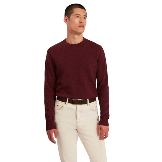 Ted Baker Heren Gestikte Gebreide Ronde Hals Trui (Bordeaux) - Image 4