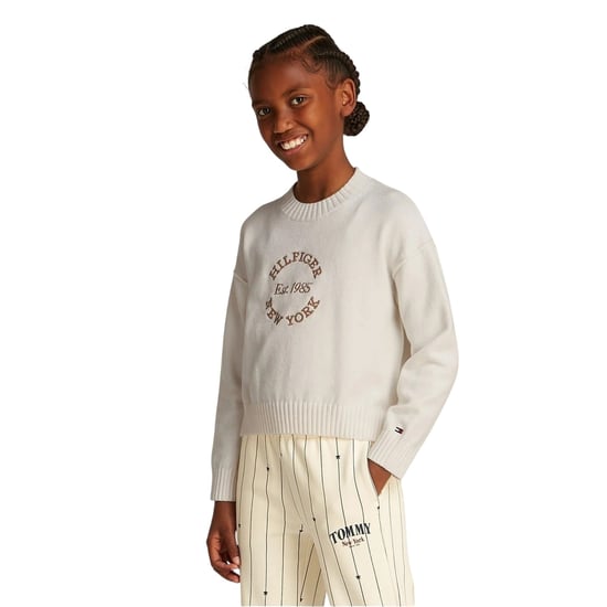 Tommy Hilfiger Meisjes New York Relaxed Fit Sweater Top (Ivoor) - Image 5