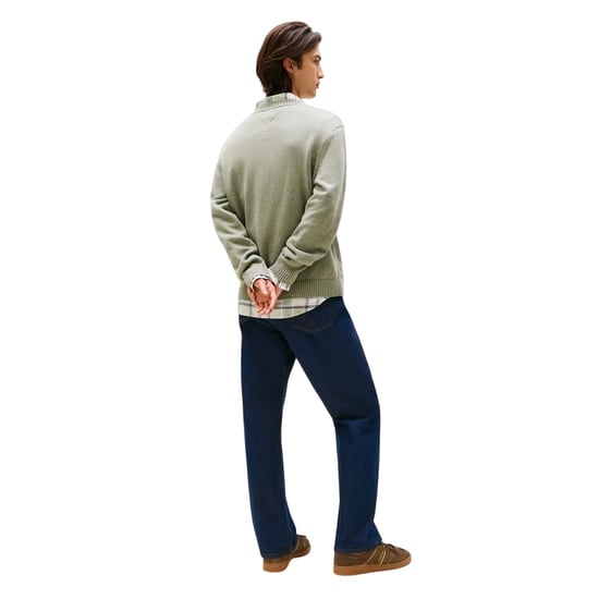Tommy Jeans Heren Vlag Logo Rundhals Trui (Sage Groen) - Image 2