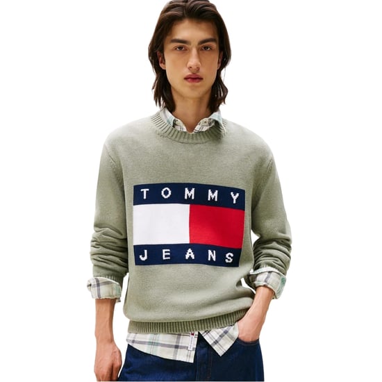 Tommy Jeans Heren Vlag Logo Rundhals Trui (Sage Groen) - Image 3
